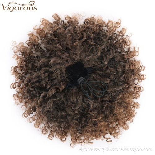 Vigorous Afro Drawstring Ponytail Kinky Curly Ponytail Hair Synthetic Curly Puffs Ponytail Extensions for Black Women